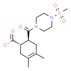 ChemSpider 2D Image | (1S,6S)-3,4-Dimethyl-6-{[4-(methylsulfonyl)-1-piperazinyl]carbonyl}-3-cyclohexene-1-carboxylate | C15H23N2O5S