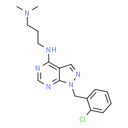 ChemSpider 2D Image | N'-[1-(2-Chlorobenzyl)-1H-pyrazolo[3,4-d]pyrimidin-4-yl]-N,N-dimethyl-1,3-propanediamine | C17H21ClN6