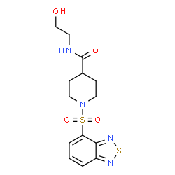 ChemSpider 2D Image | 1-(2,1,3-Benzothiadiazol-4-ylsulfonyl)-N-(2-hydroxyethyl)-4-piperidinecarboxamide | C14H18N4O4S2
