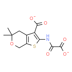 ChemSpider 2D Image | 2-[(Carboxylatocarbonyl)amino]-5,5-dimethyl-4,7-dihydro-5H-thieno[2,3-c]pyran-3-carboxylate | C12H11NO6S