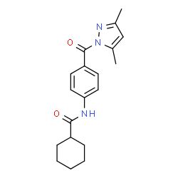 ChemSpider 2D Image | N-{4-[(3,5-Dimethyl-1H-pyrazol-1-yl)carbonyl]phenyl}cyclohexanecarboxamide | C19H23N3O2