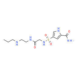 ChemSpider 2D Image | 4-[(2-Oxo-2-{[2-(propylamino)ethyl]amino}ethyl)sulfamoyl]-1H-pyrrole-2-carboxamide | C12H21N5O4S