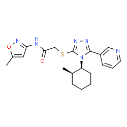 ChemSpider 2D Image | 2-({4-[(1S,2R)-2-Methylcyclohexyl]-5-(3-pyridinyl)-4H-1,2,4-triazol-3-yl}sulfanyl)-N-(5-methyl-1,2-oxazol-3-yl)acetamide | C20H24N6O2S