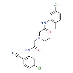 ChemSpider 2D Image | 2-[{2-[(5-Chloro-2-cyanophenyl)amino]-2-oxoethyl}(ethyl)amino]-N-(5-chloro-2-methylphenyl)acetamide | C20H20Cl2N4O2