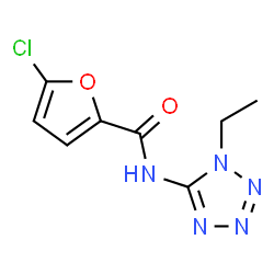 ChemSpider 2D Image | 5-Chloro-N-(1-ethyl-1H-tetrazol-5-yl)-2-furamide | C8H8ClN5O2