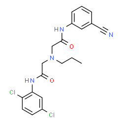 ChemSpider 2D Image | 2-[{2-[(3-Cyanophenyl)amino]-2-oxoethyl}(propyl)amino]-N-(2,5-dichlorophenyl)acetamide | C20H20Cl2N4O2