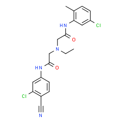 ChemSpider 2D Image | 2-[{2-[(3-Chloro-4-cyanophenyl)amino]-2-oxoethyl}(ethyl)amino]-N-(5-chloro-2-methylphenyl)acetamide | C20H20Cl2N4O2