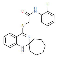ChemSpider 2D Image | N-(2-Fluorophenyl)-2-(1'H-spiro[cycloheptane-1,2'-quinazolin]-4'-ylsulfanyl)acetamide | C22H24FN3OS