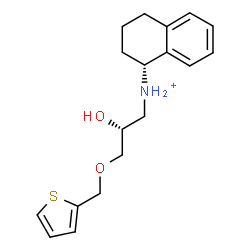 ChemSpider 2D Image | (1R)-N-[(2R)-2-Hydroxy-3-(2-thienylmethoxy)propyl]-1,2,3,4-tetrahydro-1-naphthalenaminium | C18H24NO2S
