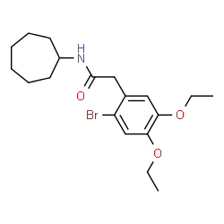 ChemSpider 2D Image | 2-(2-Bromo-4,5-diethoxyphenyl)-N-cycloheptylacetamide | C19H28BrNO3