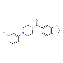 ChemSpider 2D Image | 1,3-Benzodioxol-5-yl[4-(3-chlorophenyl)-1-piperazinyl]methanone | C18H17ClN2O3