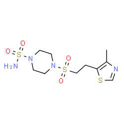 ChemSpider 2D Image | 4-{[2-(4-Methyl-1,3-thiazol-5-yl)ethyl]sulfonyl}-1-piperazinesulfonamide | C10H18N4O4S3