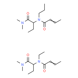 ChemSpider 2D Image | N-[1-(Dimethylamino)-1-oxo-2-butanyl]-N-ethyl-2-butenamide - N-[1-(dimethylamino)-1-oxo-2-butanyl]-N-propyl-2-butenamide (1:1) | C25H46N4O4