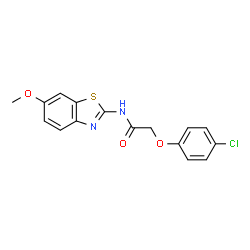 ChemSpider 2D Image | 2-(4-Chlorophenoxy)-N-(6-methoxy-1,3-benzothiazol-2-yl)acetamide | C16H13ClN2O3S