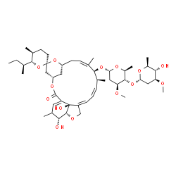 ChemSpider 2D Image | (2R,4'S,5S,6R,8'R,10'Z,12'S,13'S,14'Z,16'Z,20'R,21'R,24'R)-6-[(2S)-2-Butanyl]-21',24'-dihydroxy-5,11',13',22'-tetramethyl-2'-oxo-3,4,5,6-tetrahydrospiro[pyran-2,6'-[3,7,19]trioxatetracyclo[15.6.1.1~4,
8~.0~20,24~]pentacosa[1(23),10,14,16]tetraen]-12'-yl 2,6-dideoxy-4-O-(2,6-dideoxy-3-O-methyl-alpha-L-arabino-hexopyranosyl)-3-O-methyl-alpha-L-arabino-hexopyranoside | C48H74O14