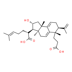 ChemSpider 2D Image | (2R)-2-[(2R,3R,3aS,6S,7S,9bS)-6-(2-Carboxyethyl)-2-hydroxy-7-isopropenyl-3a,6,9b-trimethyl-2,3,3a,4,6,7,8,9b-octahydro-1H-cyclopenta[a]naphthalen-3-yl]-6-methyl-5-heptenoic acid | C30H44O5