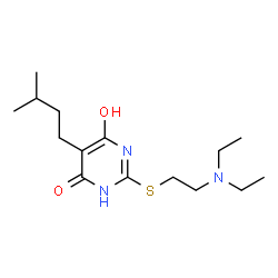 ChemSpider 2D Image | 2-{[2-(Diethylamino)ethyl]sulfanyl}-6-hydroxy-5-(3-methylbutyl)-4(3H)-pyrimidinone | C15H27N3O2S