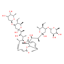 ChemSpider 2D Image | (3E,5E,7S,8S,11E,15S,16S)-8,16-Bis{(2S,3R,4S)-4-[(2R,4R,5R,6R)-4-{[(2R,4S,5S,6S)-4,5-dihydroxy-6-methyltetrahydro-2H-pyran-2-yl]oxy}-5-ethyl-2-hydroxy-6-methyltetrahydro-2H-pyran-2-yl]-3-hydroxy-2-pen
tanyl}-7,15-dimethyl-1,9-dioxacyclohexadeca-3,5,11,13-tetraene-2,10-dione (non-preferred name) | C54H88O18