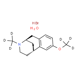ChemSpider 2D Image | (9alpha,14alpha)-17-(~2~H_3_)Methyl-3-[(~2~H_3_)methyloxy]morphinan hydrobromide hydrate | C18H22D6BrNO2