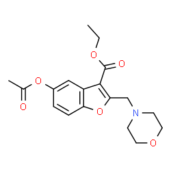 ChemSpider 2D Image | Ethyl 5-acetoxy-2-(4-morpholinylmethyl)-1-benzofuran-3-carboxylate | C18H21NO6