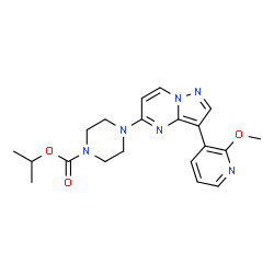 ChemSpider 2D Image | Isopropyl 4-[3-(2-methoxy-3-pyridinyl)pyrazolo[1,5-a]pyrimidin-5-yl]-1-piperazinecarboxylate | C20H24N6O3