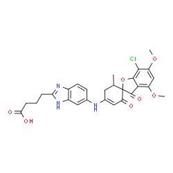 ChemSpider 2D Image | 4-{6-[(7-Chloro-4,6-dimethoxy-6'-methyl-2',3-dioxo-3H-spiro[1-benzofuran-2,1'-cyclohex[3]en]-4'-yl)amino]-1H-benzimidazol-2-yl}butanoic acid | C27H26ClN3O7