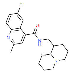 ChemSpider 2D Image | 6-Fluoro-2-methyl-N-[(9aR)-octahydro-2H-quinolizin-1-ylmethyl]-4-quinolinecarboxamide | C21H26FN3O