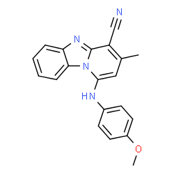 ChemSpider 2D Image | 1-[(4-Methoxyphenyl)amino]-3-methylpyrido[1,2-a]benzimidazole-4-carbonitrile | C20H16N4O