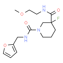 ChemSpider 2D Image | 3-Fluoro-N~1~-(2-furylmethyl)-N~3~-(2-methoxyethyl)-1,3-piperidinedicarboxamide | C15H22FN3O4