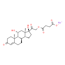 ChemSpider 2D Image | Sodium 4-{[(8alpha,9beta,10alpha,11alpha,13alpha,14beta,17alpha)-11,17-dihydroxy-3,20-dioxopregn-4-en-21-yl]oxy}-4-oxobutanoate | C25H33NaO8