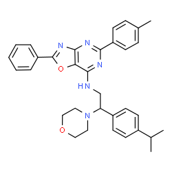 ChemSpider 2D Image | N-[2-(4-Isopropylphenyl)-2-(4-morpholinyl)ethyl]-5-(4-methylphenyl)-2-phenyl[1,3]oxazolo[4,5-d]pyrimidin-7-amine | C33H35N5O2