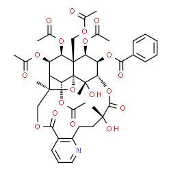 ChemSpider 2D Image | (1S,3R,15R,18S,19R,20R,21R,22S,23R,25R,26S)-20,22,23,25-Tetraacetoxy-21-(acetoxymethyl)-15,26-dihydroxy-3,15,26-trimethyl-6,16-dioxo-2,5,17-trioxa-11-azapentacyclo[16.7.1.0~1,21~.0~3,24~.0~7,12~]hexac
osa-7,9,11-trien-19-yl benzoate | C43H49NO19