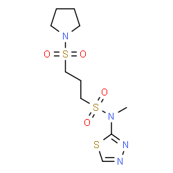 ChemSpider 2D Image | N-Methyl-3-(1-pyrrolidinylsulfonyl)-N-(1,3,4-thiadiazol-2-yl)-1-propanesulfonamide | C10H18N4O4S3