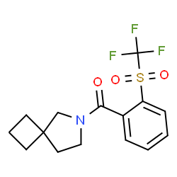 ChemSpider 2D Image | 6-Azaspiro[3.4]oct-6-yl{2-[(trifluoromethyl)sulfonyl]phenyl}methanone | C15H16F3NO3S