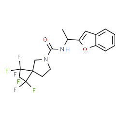 ChemSpider 2D Image | N-[1-(1-Benzofuran-2-yl)ethyl]-3,3-bis(trifluoromethyl)-1-pyrrolidinecarboxamide | C17H16F6N2O2