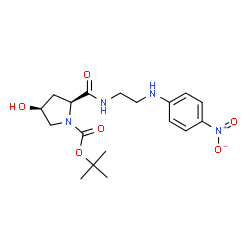 ChemSpider 2D Image | 2-Methyl-2-propanyl (2S,4S)-4-hydroxy-2-({2-[(4-nitrophenyl)amino]ethyl}carbamoyl)-1-pyrrolidinecarboxylate | C18H26N4O6