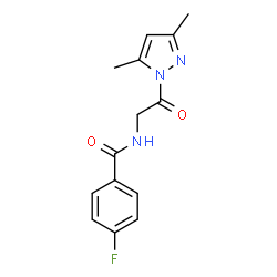 ChemSpider 2D Image | N-[2-(3,5-Dimethyl-1H-pyrazol-1-yl)-2-oxoethyl]-4-fluorobenzamide | C14H14FN3O2