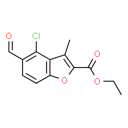 ChemSpider 2D Image | Ethyl 4-chloro-5-formyl-3-methyl-2-benzofurancarboxylate | C13H11ClO4