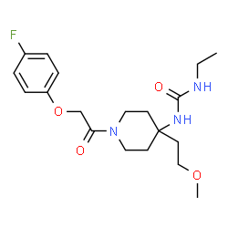 ChemSpider 2D Image | 1-Ethyl-3-{1-[(4-fluorophenoxy)acetyl]-4-(2-methoxyethyl)-4-piperidinyl}urea | C19H28FN3O4