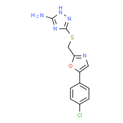 ChemSpider 2D Image | 3-({[5-(4-Chlorophenyl)-1,3-oxazol-2-yl]methyl}sulfanyl)-1H-1,2,4-triazol-5-amine | C12H10ClN5OS