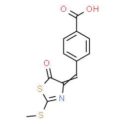 ChemSpider 2D Image | 4-{[2-(Methylsulfanyl)-5-oxo-1,3-thiazol-4(5H)-ylidene]methyl}benzoic acid | C12H9NO3S2