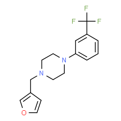 ChemSpider 2D Image | 1-(3-Furylmethyl)-4-[3-(trifluoromethyl)phenyl]piperazine | C16H17F3N2O