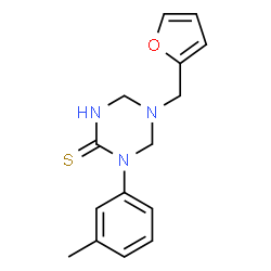 ChemSpider 2D Image | 5-(2-Furylmethyl)-1-(3-methylphenyl)-1,3,5-triazinane-2-thione | C15H17N3OS