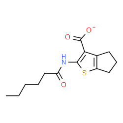 ChemSpider 2D Image | 2-(Hexanoylamino)-5,6-dihydro-4H-cyclopenta[b]thiophene-3-carboxylate | C14H18NO3S