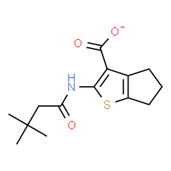 ChemSpider 2D Image | 2-[(3,3-Dimethylbutanoyl)amino]-5,6-dihydro-4H-cyclopenta[b]thiophene-3-carboxylate | C14H18NO3S