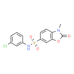 ChemSpider 2D Image | N-(3-Chlorophenyl)-3-methyl-2-oxo-2,3-dihydro-1,3-benzoxazole-6-sulfonamide | C14H11ClN2O4S