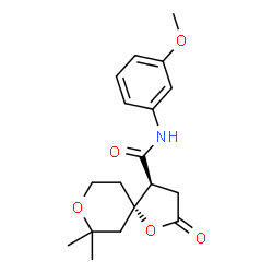 ChemSpider 2D Image | (4S,5S)-N-(3-Methoxyphenyl)-7,7-dimethyl-2-oxo-1,8-dioxaspiro[4.5]decane-4-carboxamide | C18H23NO5