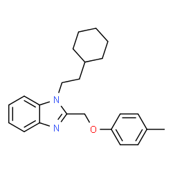 ChemSpider 2D Image | 1-(2-Cyclohexylethyl)-2-[(4-methylphenoxy)methyl]-1H-benzimidazole | C23H28N2O