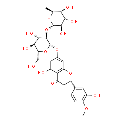 ChemSpider 2D Image | (2S)-5-Hydroxy-2-(3-hydroxy-4-methoxyphenyl)-4-oxo-3,4-dihydro-2H-chromen-7-yl 2-O-[(3xi)-6-deoxy-alpha-L-arabino-hexopyranosyl]-beta-D-glucopyranoside | C28H34O15