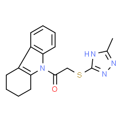 ChemSpider 2D Image | 2-[(3-Methyl-1H-1,2,4-triazol-5-yl)sulfanyl]-1-(1,2,3,4-tetrahydro-9H-carbazol-9-yl)ethanone | C17H18N4OS